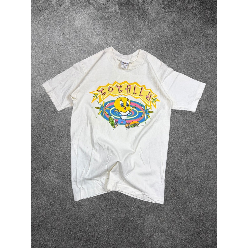 Vintage 1997 Looney Tunes Tweety Bird Totally Graphic T-Shirt White Large USA